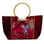 Tasche aus Seide mit Bambushenkel, Handtaschen, Asiatisch, 6808